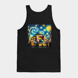 Hagia Sophia Istanbul Starry Night - Beautiful Iconic Places Tank Top